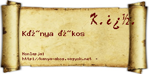 Kánya Ákos névjegykártya